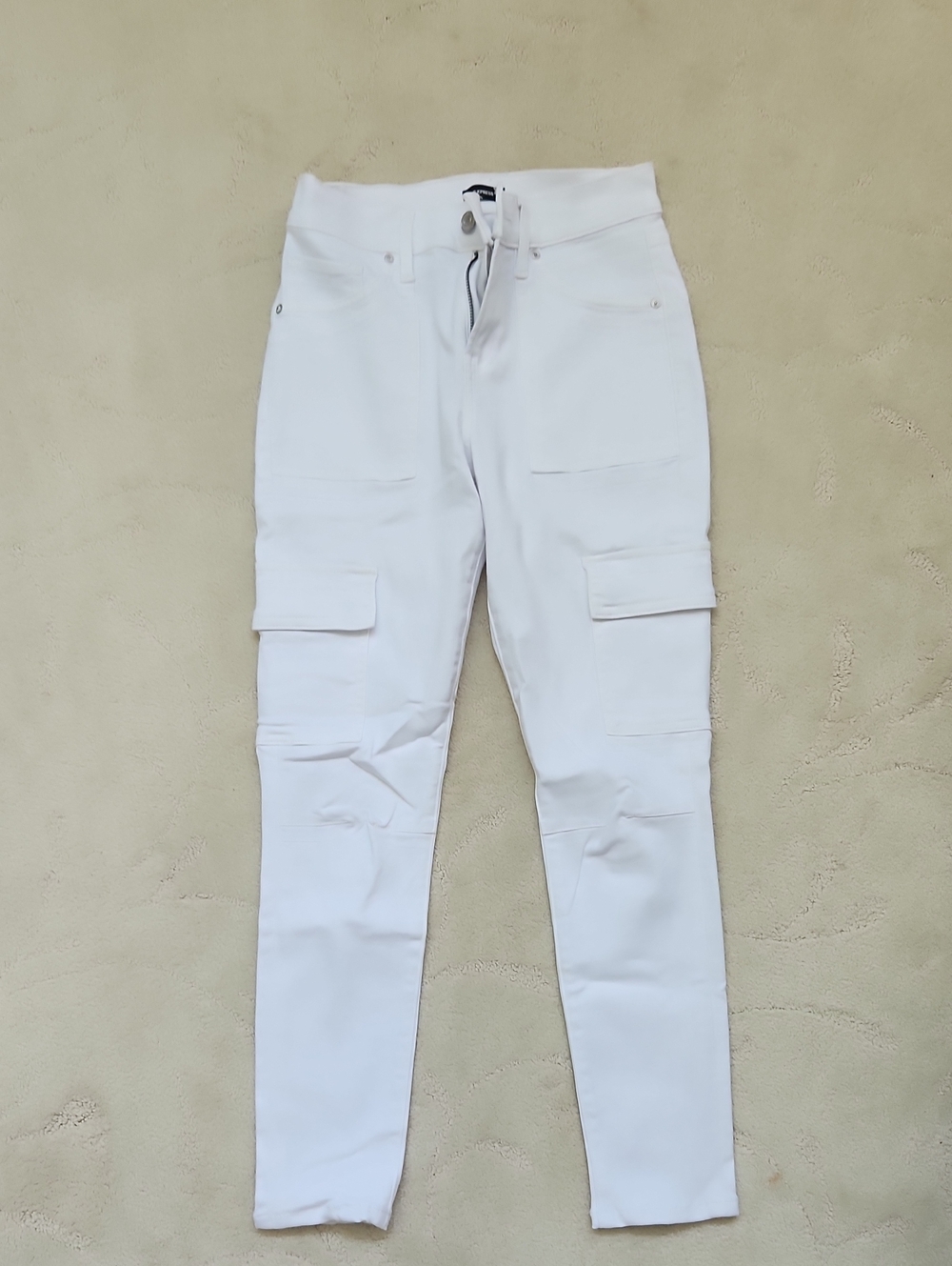 Express White Cargo Skinny Jeans